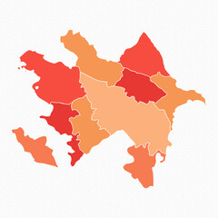 Colorful Azerbaijan Divided Map Illustration