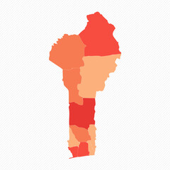 Colorful Benin Divided Map Illustration