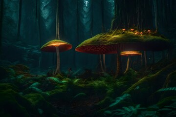 Asylum in the forest, cozy house in the forest with moss, look safely and nice, pagan slavic style, fantasy anime - AI Generative