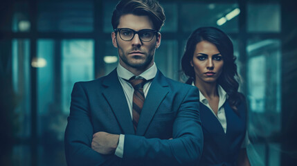 Stressed Corporate Duo in Gaze