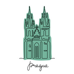Church of Our Lady before Týn, Prague. Continuous line colourful vector illustration.