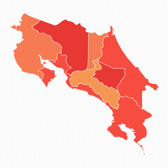 Colorful Costa Rica Divided Map Illustration