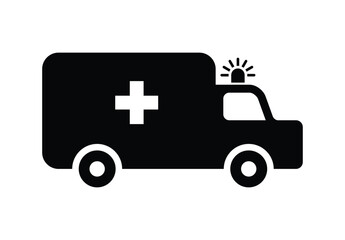 Ambulance icon with white background.