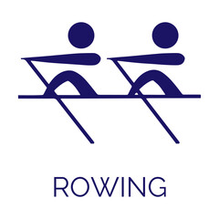 Summer sport icon. Vector isolated pictogram on white background with the names of sports disciplines. Olympic games. Olympic sport. Rowing