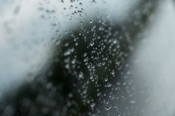 Water droplet on the car glass with hydrophobic treatment