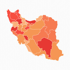 Colorful Iran Divided Map Illustration