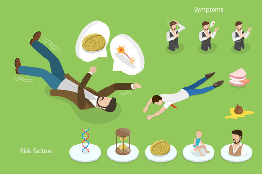 3D Isometric Flat Vector Conceptual Illustration of Epilepsy, Stages and Phases of a Seizure