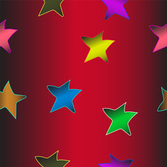 Colorful Star Red Background Pattern, Tile