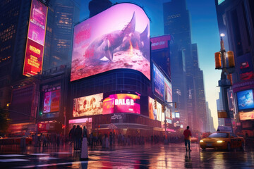 Urban Skylines with Futuristic Billboards