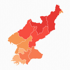 Obraz premium Colorful North Korea Divided Map Illustration