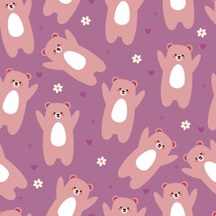 seamless pattern cartoon bears. cute animal wallpaper illustration for gift wrap paper