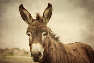 Rural Charm: Donkey in the Heartland - obrazy, fototapety, plakaty