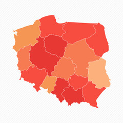 Colorful Poland Divided Map Illustration