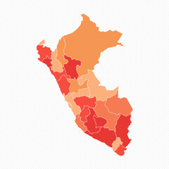 Colorful Peru Divided Map Illustration