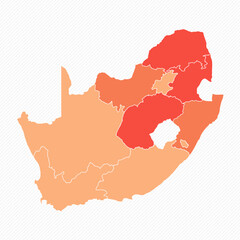 Obraz premium Colorful South Africa Divided Map Illustration