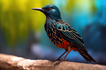 Fototapeta premium Graceful Starlings Amidst Jungle Ferns