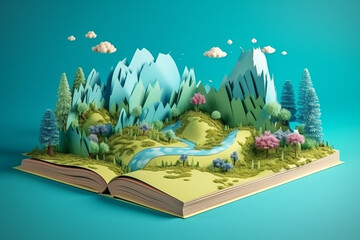 realistic map on the book