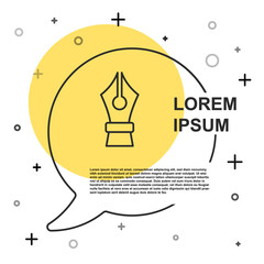 Black line Fountain pen nib icon isolated on white background. Pen tool sign. Random dynamic shapes. Vector