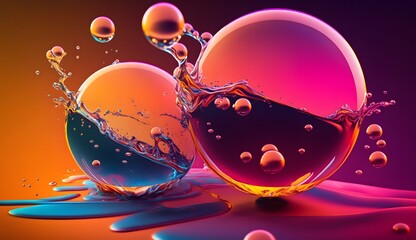 Trendy colorful sphere abstract background design, creative paint ball liquid wallpaper color idea concept art neon