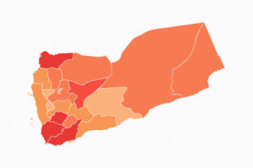 Colorful Yemen Divided Map Illustration