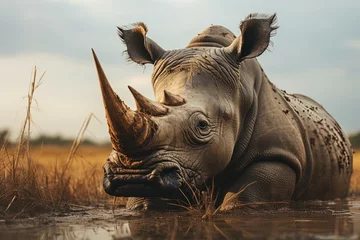 Zelfklevend Fotobehang rhino in the sun © Boma