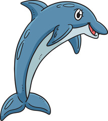 Dolphin Jumping Out Cartoon Colored Clipart 