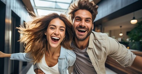 Happy couple starting a life together, generative ai