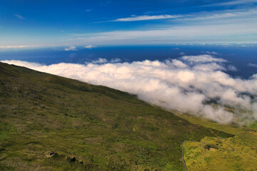Voclano in the Azores. Scenic drone footage. 