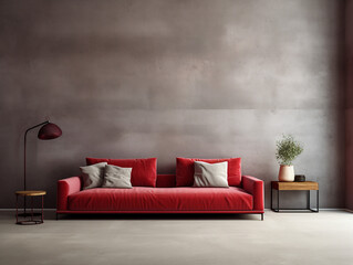 Loft style interior, sofa, concrete wall texture