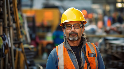 Artisan/ouvrier du bâtiment, paré de son équipement de sécurité, illustrant la rigueur et la précaution sur le chantier
