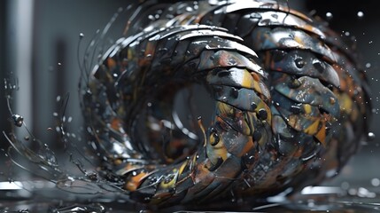 Trendy monochrome vortex twist splash paint, abstract spiral background design creative liquid wallpaper idea concept