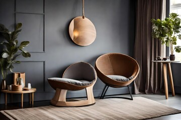 A round, cozy moon chair in a soothing shade of grey