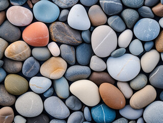 Fototapeta na wymiar Background, texture of sea colored pebbles, small beautiful pebbles, natural beauty in images