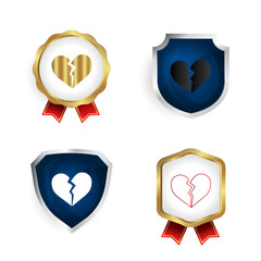 Abstract Broken Heart Badge and Label Collection