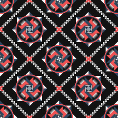Geometric ethnic pattern seamless flower color. seamless pattern. Design for fabric,curtain,background,carpet,wallpaper,clothing,wrapping,Batik,mandalas,fabric,Vector illustration. pattern style.