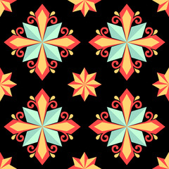 Geometric ethnic pattern seamless flower color. seamless pattern. Design for fabric,curtain,background,carpet,wallpaper,clothing,wrapping,Batik,mandalas,fabric,Vector illustration. pattern style.