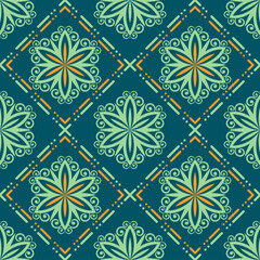Geometric ethnic pattern seamless flower color. seamless pattern. Design for fabric,curtain,background,carpet,wallpaper,clothing,wrapping,Batik,mandalas,fabric,Vector illustration. pattern style.