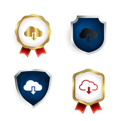 Abstract Cloud Data Download Badge and Label Collection