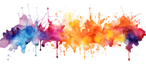 Colorful watercolor splash isolated on transparent background