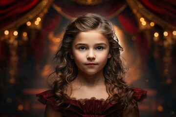 Fototapeta premium Expressive actor girl in small theater. Generate Ai
