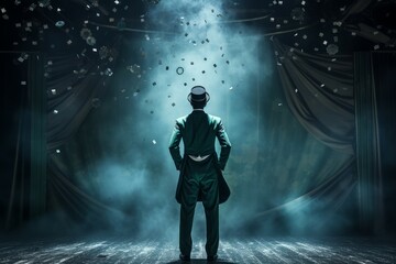 Captivating Actor man in small theater. Generate Ai