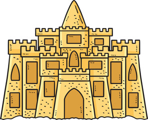 Sand Castle Cartoon Colored Clipart Illustration