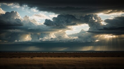 Obraz premium dim energized sky with sad stormy clouds a number of time as of late rain or snow as one of a kind foundation, shocking climate. Creative resource, AI Generated