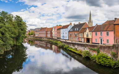 Colourful houses along the River Wensum