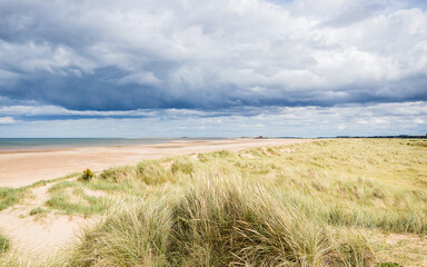 Titchwell beach under a dramatic sky