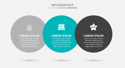 Set Online sports betting, Casino chips and win. Business infographic template. Vector