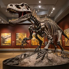 Fotobehang Dinosaur fossil model in a museum. Generative AI. © DALU11