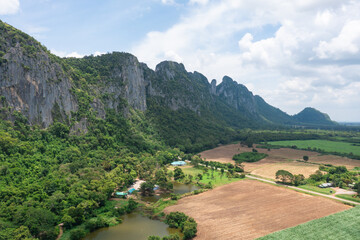 Fototapeta na wymiar Aerial view of Khao Ta Ngok, Klong Hat District, Sa Kaeo Province, Thailand