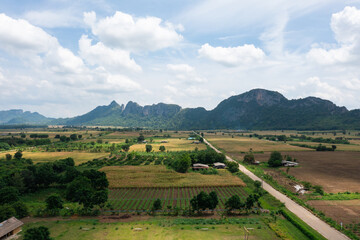 Fototapeta na wymiar Aerial view of Khao Ta Ngok, Klong Hat District, Sa Kaeo Province, Thailand