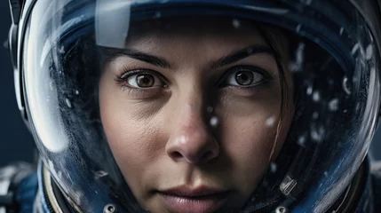 Fototapeten Portrait of a female astronaut in a protective spacesuit © MP Studio